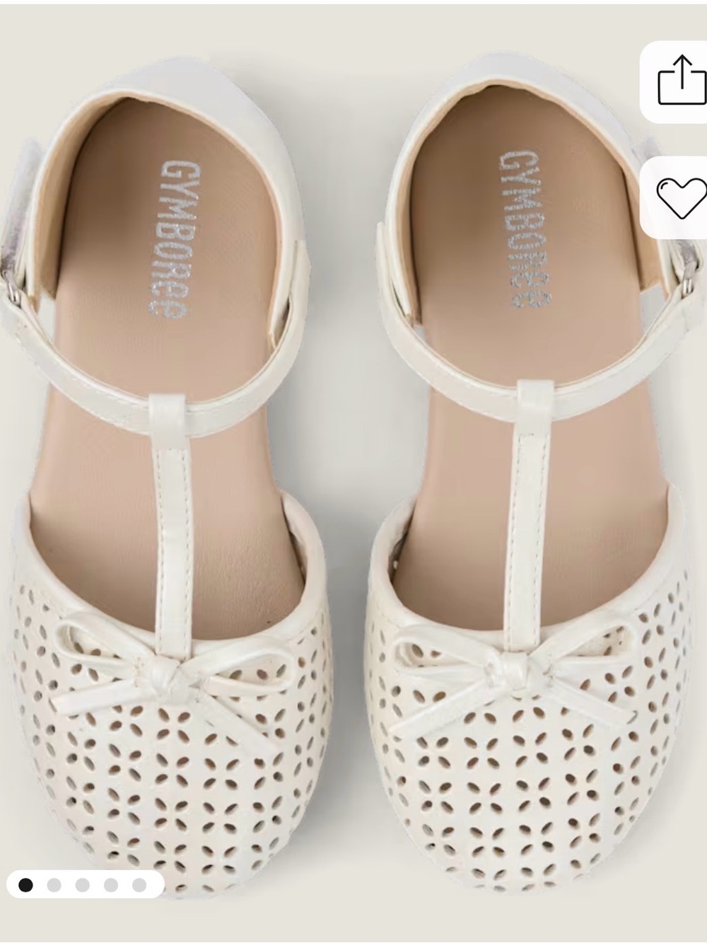 Gymboree Cream T-Strap Perforated Bow Dress Shoes